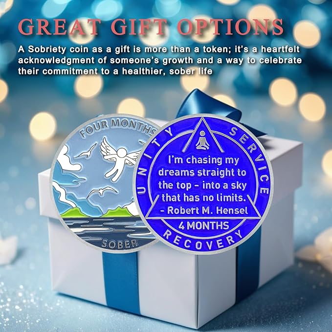 4 Month Sobriety Coin Sobriety Chips AA Chip AA Coins Sober Chip Token Recovery Medallion NA Chips NA Coins from 1 to 12 Month Plastic case Included-Baking Paint Process