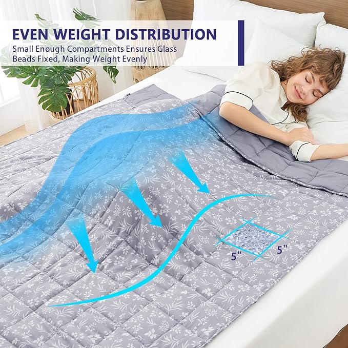 25 lbs Weighted Blanket Queen Size for Adults (60”x 80”, Dove Grey) Cooling Heavy Blanket for Sleeping Perfect for 240-260 lbs, Winter Thick Breathable Blanket with Premium Glass Bead