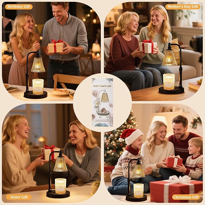 Black Candle Warmer Lamp with Timer Dimmable,Birthday Gifts for Women,Adjustable Height Wax Melt Warmer for Jar Candles,House Warming Gifts New Home,Ideal for Office,Bedroom Home Decor