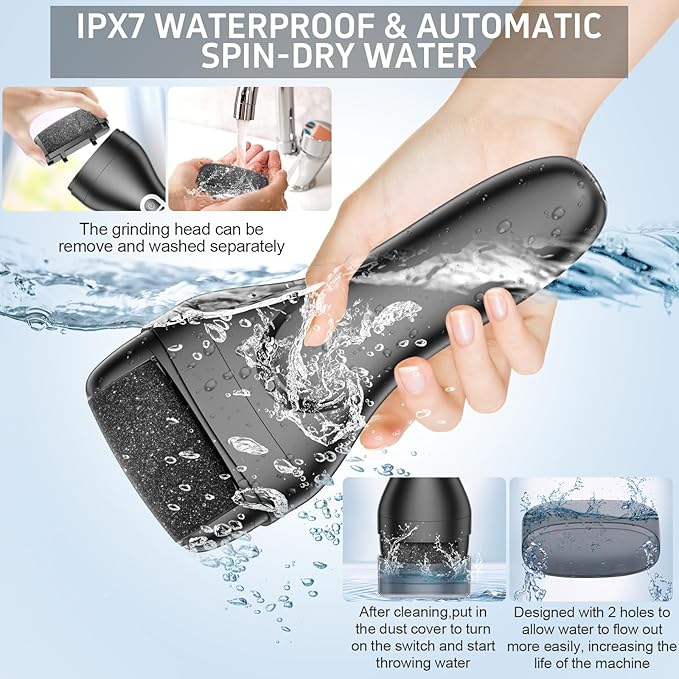 Electric Callus Remover for Feet,Rechargeable Electronic Foot File Pedicure Tools,Professional Waterproof Foot Scrubber File,Portable Pedi Feet Care for Cracked Heels &Dead Skin with LCD Display