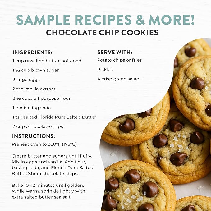 FLORIDA PURE Salted Butter Sea Salt - 80+ Mineral Sea Salt, Natural, Unrefined, Non Iodized - for Baking, Cooking, Seasoning & Enhancing Taste - Hand-harvested Flaky Sea Salt (4.5oz Jar)