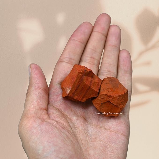 Amazing Gemstone 2 Pieces Red Jasper Raw Crystals and Healing Stones, Natural Rocks for Tumbling and DIY Raw Stones and Crystals