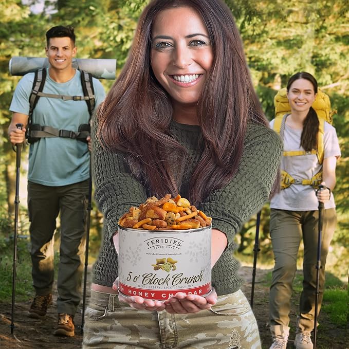 FERIDIES Five O'clock Crunch Honey Cheddar Snack Mix with Premium Virginia Peanuts, 14 Ounce (Pack of 1) Honey Cheddar Mix