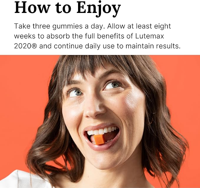 For Wellness Recovery Gummies | Tangerine Eye & Brain Support Supplements with Lutemax 2020®, Lutein, Zeaxanthin, Vitamin A & Cordyceps for Vision, Memory & Stress Support | Vegan, Non-GMO, 90 Count