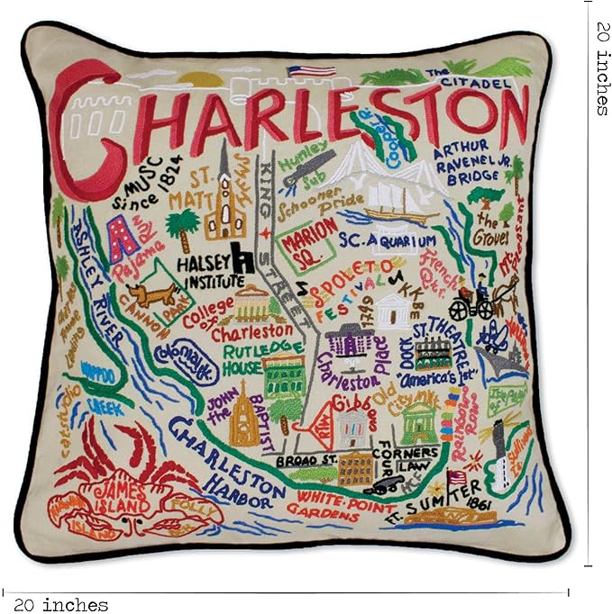 Catstudio Charleston Embroidered Decorative Throw Pillow