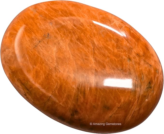 Amazing Gemstone Peach Moonstone Crystals and Healing Stones - Large Palm Stone Crystals Piedra - Crystal for Good Luck, Positive Energy, Meditation - Unique Stocking Stuffers and Gifts for Women, Men