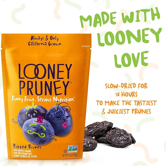 Looney Pruney Pitted Dried Prunes for the Entire Family | Always California-Grown | Kosher | No Added Sugar & No Preservatives (6 pack)