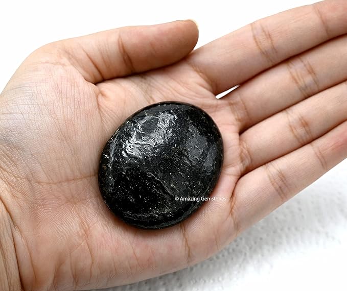 Amazing Gemstone Nuummite Crystals and Healing Stones - Large Palm Stone Crystals Piedra - Crystal for Good Luck, Balanced Positive Energy, Meditation - Unique Stocking Stuffers, Gifts for Women