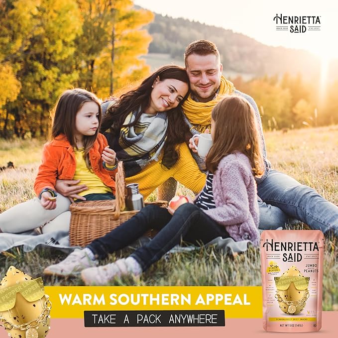 Henrietta Said Wing-Flavored Peanuts - Truly Good Foods Snacking Nuts - Bold Flavors - Savory & Spicy - Jumbo Flavored Peanuts - Protein Packed Vegan Snack - 1 (5-oz) Pack - Lemon Pepper