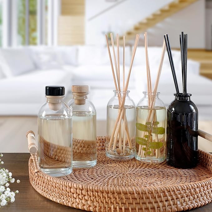 Urban Naturals Reed Diffuser Oil Refill Lavender Sandalwood with Golden Amber, Exotic Woods, Patchouli 8 oz + Free Reed Sticks, Made in The USA