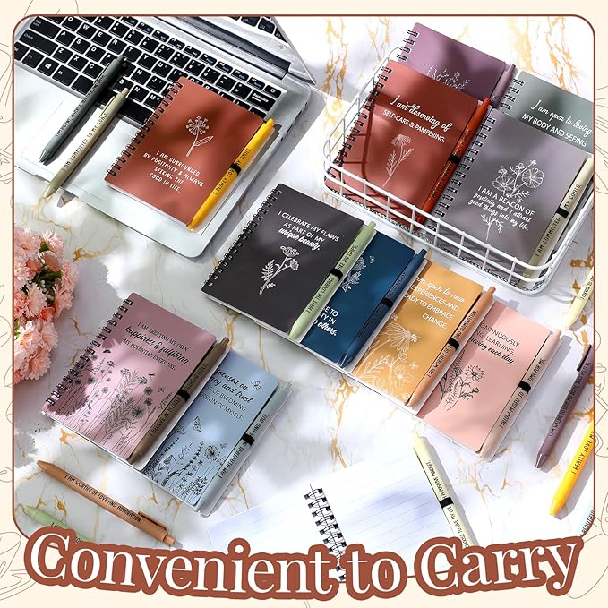 Kosiz 72 Pcs/36 Set Positive Affirmation Gifts Gratitude Spiral Notebooks with Pens Motivational Encouragement Notepads Daily Affirmations Journal for Women (Vibrant)