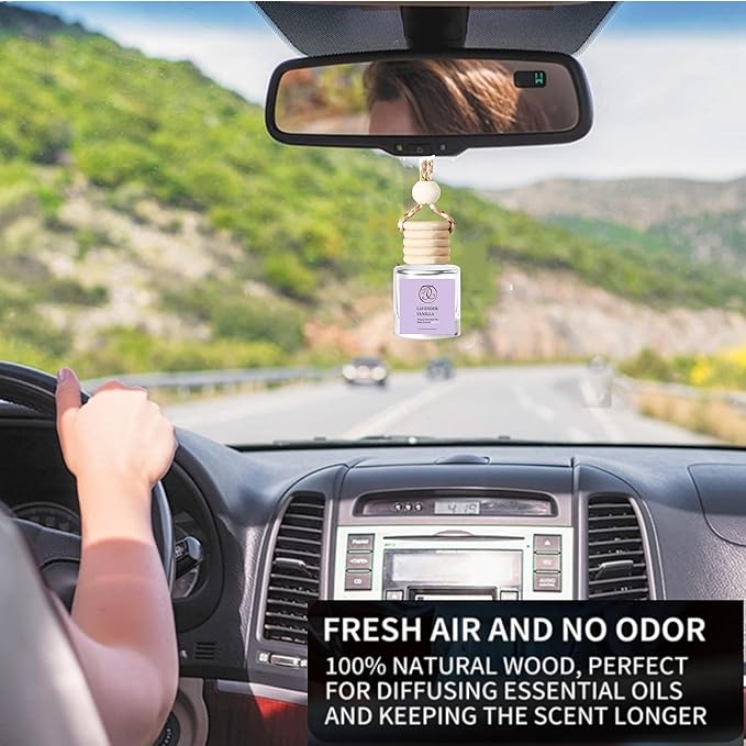 2Pack Lavender Vanilla Scented Automotive Air Freshener Set, Car Accessories Decoration Hanging Scented Car Diffuser for Men Women Best Gifts