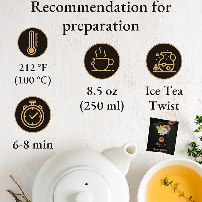 Biogena Majestic Tea Assortment Gift Box Flavored Fruit, Herbal Tea Sampler Box - (6x10 Tea Bags Variety Pack)