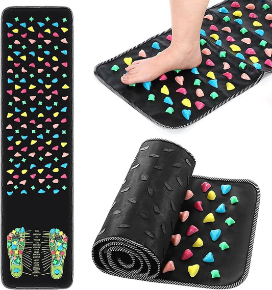 BBTO Foot Massage Mat Reflexology Walk Stone Road for Acupressure Foot Massage Acupoint Mat for Long Sitting Elderly Students and Office Workers(55.12 x 13.78 Inches)