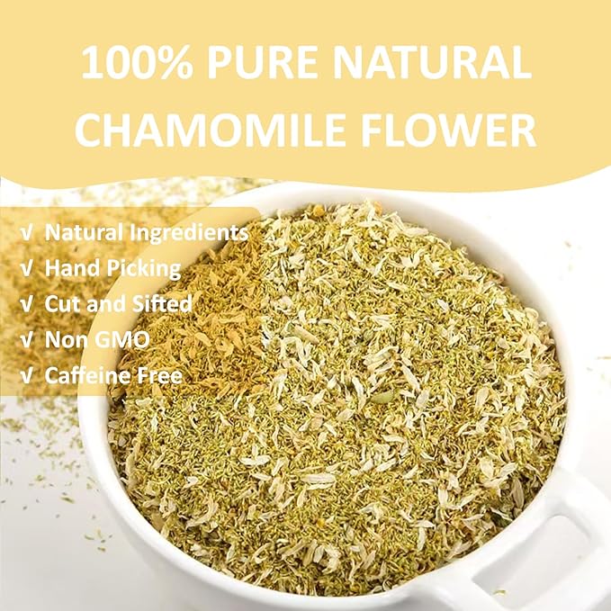 Ovikaso Tea, Chamomile Tea Bags, 50 Pyramid Tea Bags, 1.5g/bag, 100% Natural, Herbal Tea for Relaxation, Direct from Source, Non-GMO, No Caffeine