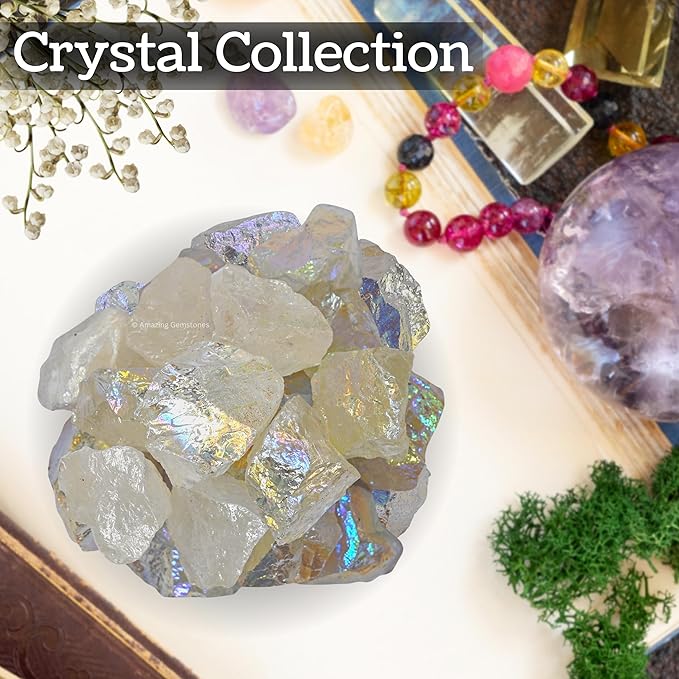 Amazing Gemstone Angel Aura Quartz Raw Crystals and Healing Stones, Natural Rocks for Meditation - DIY Raw Stones and Crystals, 2 Pieces