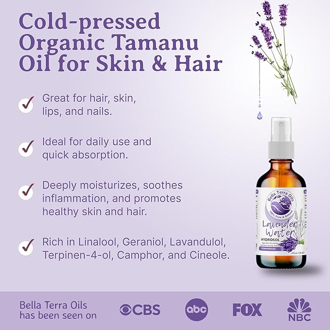 Bella Terra Oils Premium Lavender Water Hydrosol – 1gallon, Steam Distilled, Refreshing Skin Tonic, Soothing Aroma, Hydrating for Skin