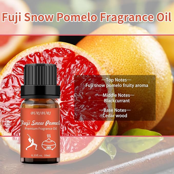 BURIBURI Fuji Snow Pomelo Hotel Scent Essential Oil, Lifestyle Hotel Collection Fragrance Aromatherapy Oil Blends, Air Freshener Hotel Collection Diffuser Oil
