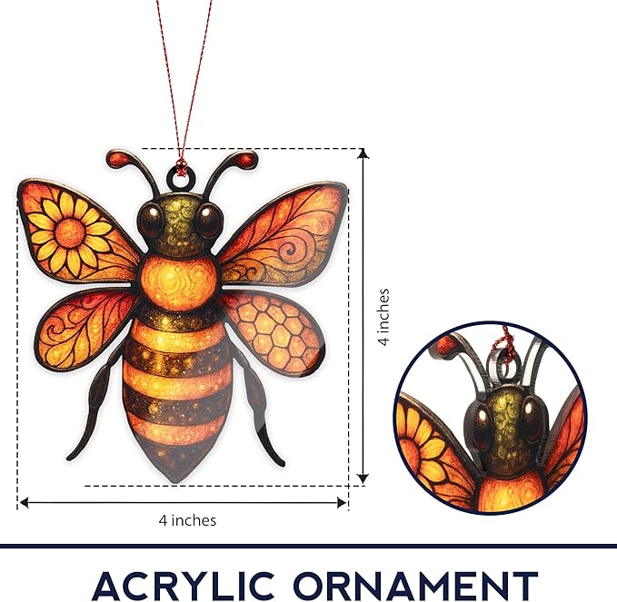 Bee ornament - Honey bee decor - bee gifts for women - bee gifts - bee decorations for home - Christmas ornament 2025 - White elephant gifts - Xmas Tree Funny Decoration