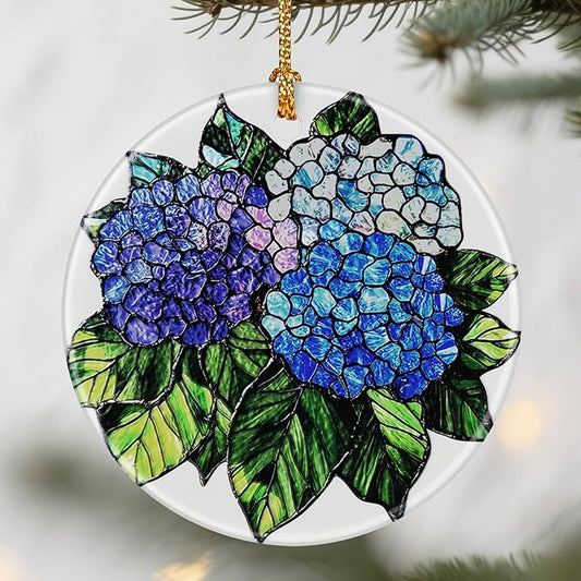 Blue Hydrangea Ornaments, Christmas Ornaments: Christmas Tree Decorations, Holiday Decor, Stocking Stuffers, Gift Ideas, Xmas Gift, Garden Gifts & Gifts for Flower Lover