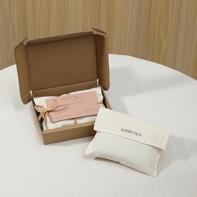 Weighted Eye Pillow for Relaxation, Sleeping, Yoga, SPA and Travelling, 100% Natural Clear Quartz,Cooling Eye Pillow, Reusable and Good Relaxation Gift for Women