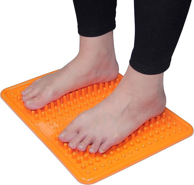 Foot Massager Mat, Acupressure Relaxation Reflexology Mat for Plantar Fasciitis, Heel, Arch Pain & Stress (Orange)