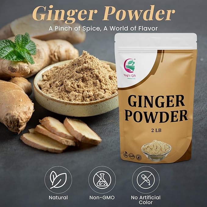 Ginger Powder 2 LB | As Spicy as Fresh Ginger | Flavourful Powdered | 100% Pure and Natural | Great for Baking and Tea | By Yogi’s Gift®