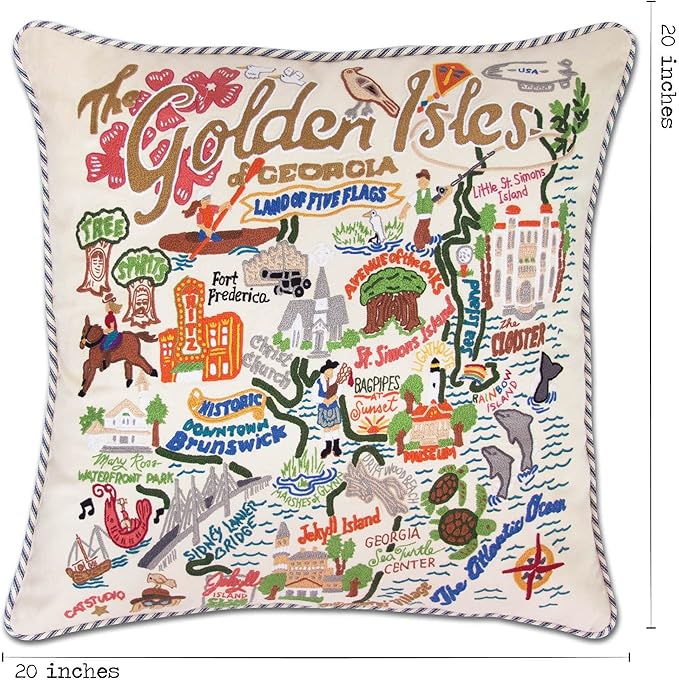 Catstudio Golden Isles Embroidered Decorative Throw Pillow