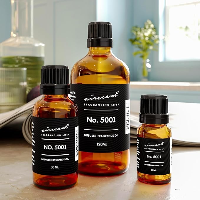 AirScent Baccarat Rouge Inspired Diffuser Oil - Perfume Dupe - Premium Fragrance Oil No. 5001 for Ultrasonic and Waterless Diffusers and Crafting - 10 mL, 0.34 fl oz Glass Dropper Bottle