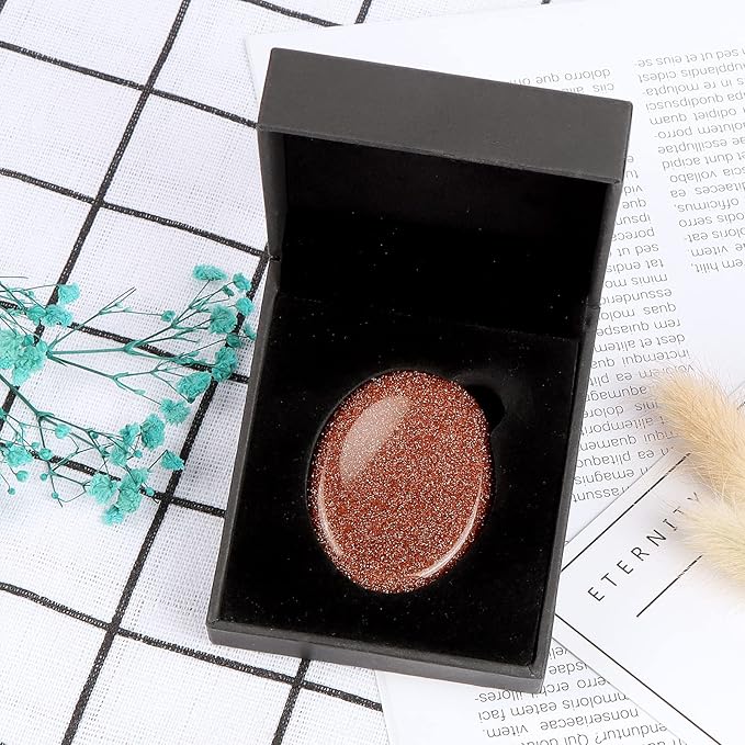 2" Goldstone Worry Stone Palm Stones Meditation Thumb Stone Witchy Decor Gift