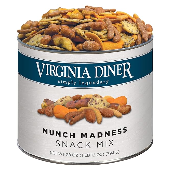 Virginia Diner Munch Madness Premium Gourmet Snack Mix, Sesame Nut Mix with Virginia Peanuts, Savory Crunchy Treat 28oz Honey Cheddar