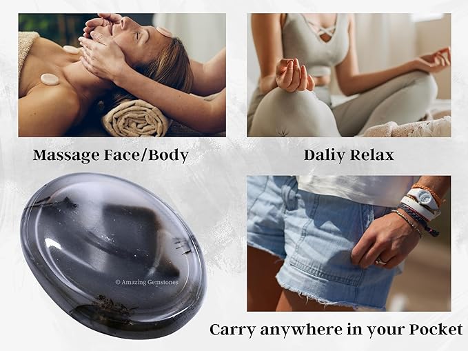 Amazing Gemstone Dendrite Agate Worry Stone Crystals and Healing Stones - Worry Stones for Stress Relief Gifts - Piedra Crystal Fidget for Meditation - Unique Stocking Stuffers and Birthday Gifts