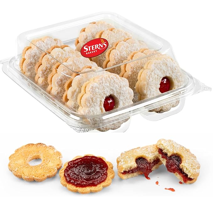 Linzer Tart Cookies | 10 Individually Wrapped Shortbread Cookies | Fresh & Delicious Italian Cookies | Linzer Tortes | Jelly Filled Cookies | Gourmet Cookies | 9 oz Stern’s Bakery