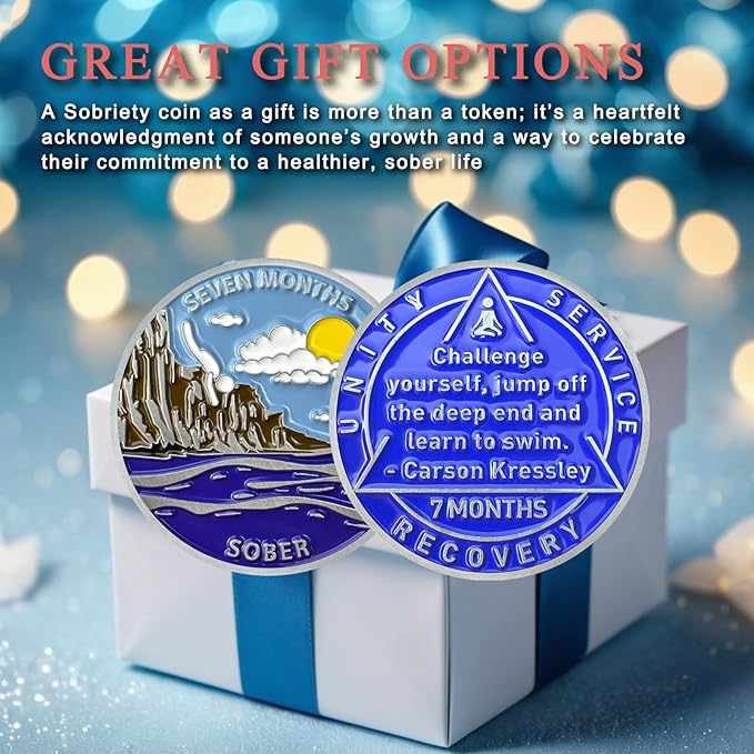 7 Month Sobriety Coin Sobriety Chips AA Chip AA Coins Sober Token Recovery Medallion NA Chips NA Coins from 1 to 12 Months Plastic case Included-Baking Paint Process