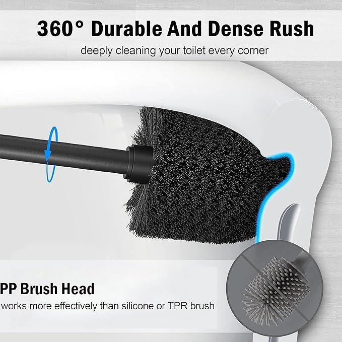 Brushed Nickel Toilet Bowl Brush with Holder, Durable Bathroom Cleaning Tool, Modern Design for Easy Toilet Maintenance, Bathroom Cleaner Brush for Efficient Cleaning and Hygiene