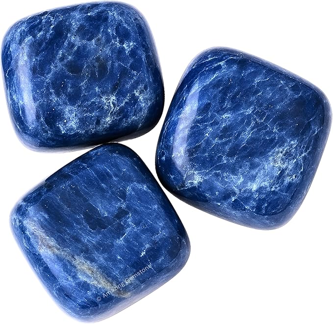 Amazing Gemstone Sodalite Crystals and Healing Stones Tumbled - 1 Oz Sodalite Stone Gem Stones, Natural Healing Stones for Energy Balance, Stress Relief - Polished Gems Rocks