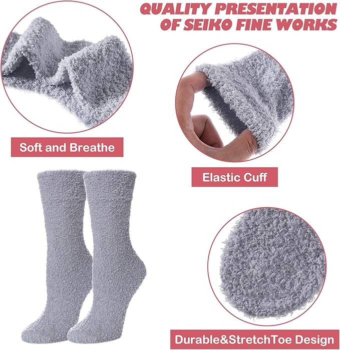 LINEMIN Womens Fuzzy Socks Cozy Fluffy Winter Warm Slipper Socks Microfiber Soft Home Sleeping Socks