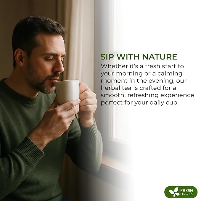 FreshDrinkUS, Premium 135 Tea Bags Men Super Detox Tea – Herbal Blend with Senna, Dandelion Root, Ginger, Peppermint & More – 100% Natural, Sugar-Free. Caffeine-Free. Gluten-Free. Vegan