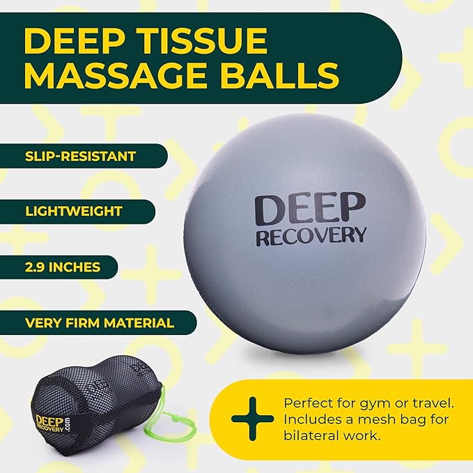 Deep Recovery Very Firm Yoga Deep Tissue Massage Ball Set – Myofascial Release Balls for Feet, Back, Neck, Legs & Arms – Trigger Point & Mobility Therapy (2-Pack)