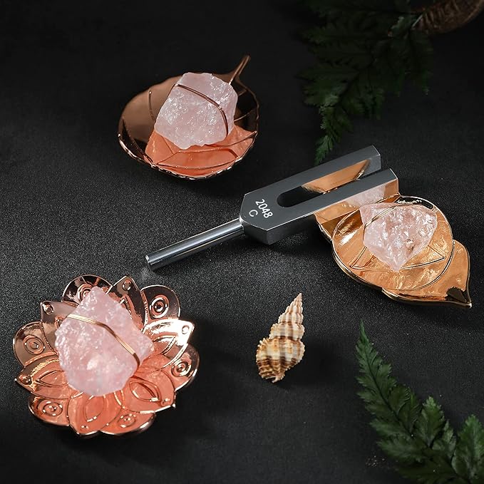 Ckakra Solfeggio Frequencies Tuning Fork Kit with Natural Crystal,396hz,Inner Peace,Thank you gifts for women,meditationg beginner,Red Root