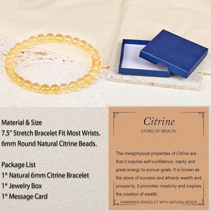 LPBeads Handmade Natural Gemstone Stretch Elastic Bracelet Healing Crystal Round Stone Beads Jewelry Gifts for Women Men