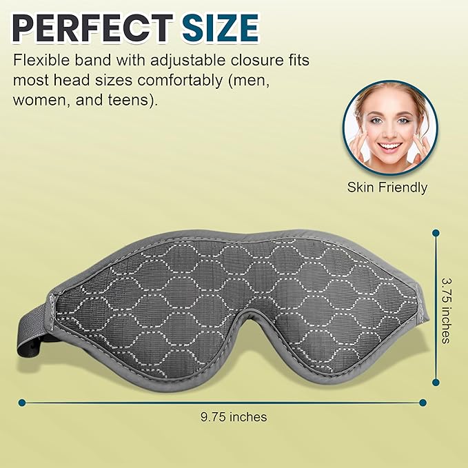 HILU Sleep Mask - 100% Light Blocking Eye Mask for Sleeping - Zero Eye Pressure, Comfortable & Adjustable Design - Durable Sleep Blindfold for Women, Men, Travel, Naps & Shift Work | Gray