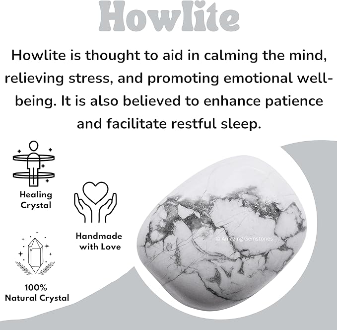 Amazing Gemstone Howlite Crystals and Healing Stones Tumbled - 1000+ Carats Howlite Stone Gem Stones, Natural Healing Stones for Energy Balance, Stress Relief - Premium Polished Gems Rocks
