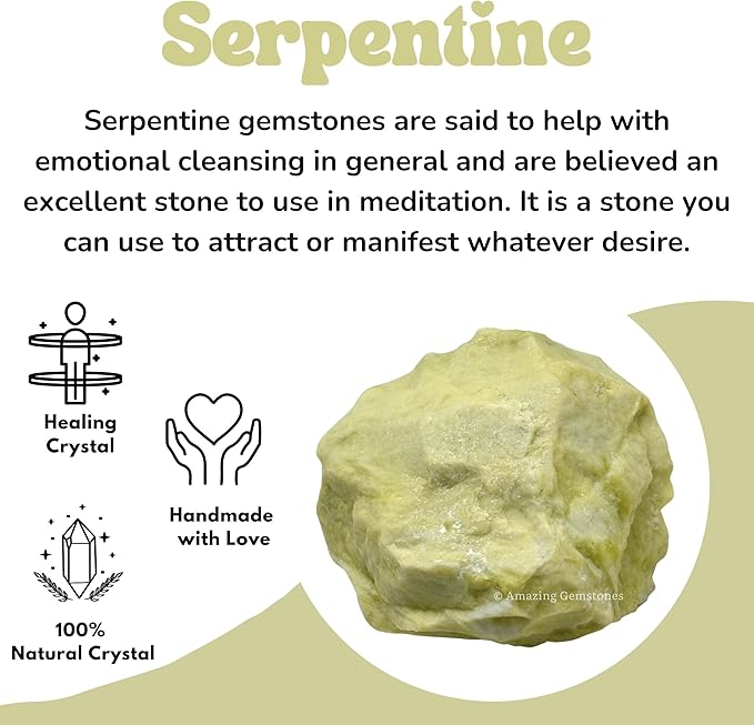 Amazing Gemstone 2 Pieces Serpentine Raw Crystals and Healing Stones, Natural Rocks for Tumbling and DIY Raw Stones and Crystals