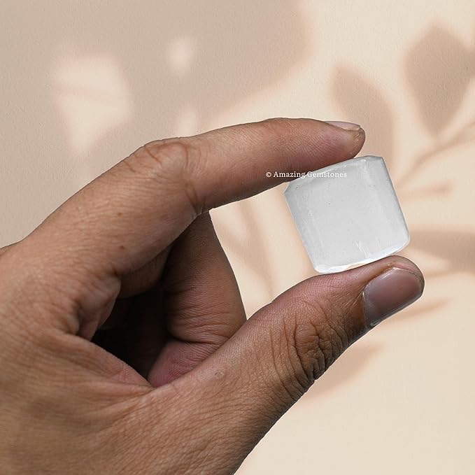 Amazing Gemstone Selenite Crystals and Healing Stones Tumbled - 1 oz Selenite Stone Gem Stones, Natural Healing Stones for Energy Balance, Stress Relief - Premium Polished Gems Rocks for Meditation