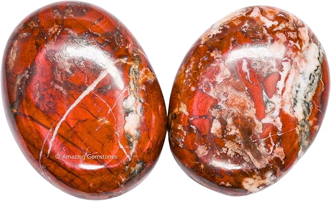 Brecciated Jasper Crystals and Healing Stones - Large Palm Stone Crystals Piedra - Crystal for Good Luck, Positive Energy, Meditation - Unique Stocking Stuffers and Birthday Gifts for Women, Men