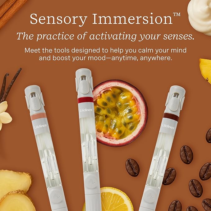 Lifelines Pen Diffuser Set, Spiced Chai Latte - 1mm Black Ballpoint Pen with Scented Essential Oil Blend & 2 Ink Refills – Aromatherapy Diffuser & Sensory Immersion Diffuse Aroma As You Write