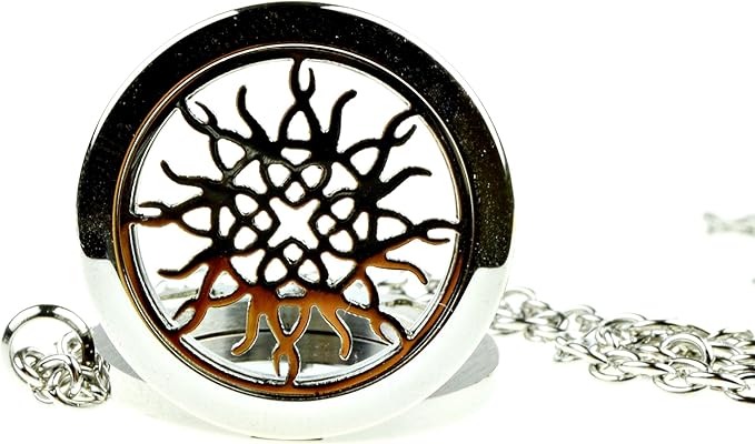 Infinity Flame Knot Essential Oil Diffuser Necklace, Stainless Steel Locket Pendant with 24 inch Chain, 12 Color Refill Pads, Customizable Color Changing Perfume Jewelry Aromatherapy