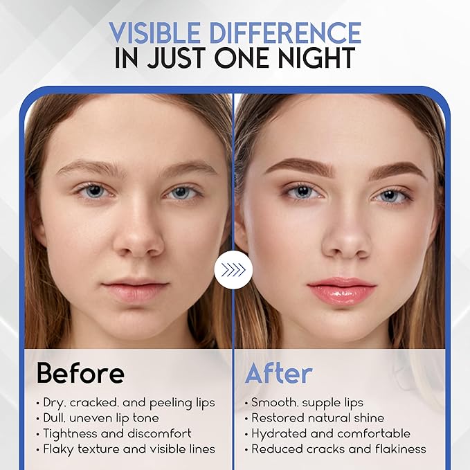 Lip Mask Overnight with Hyaluronic Acid & Collagen, Lip Sleeping Mask for Dry Cracked Lips, Moisturizing, Hydrating, Exfoliating Night Treatment for Lip Care (Strawberry) (0.7, Berry)