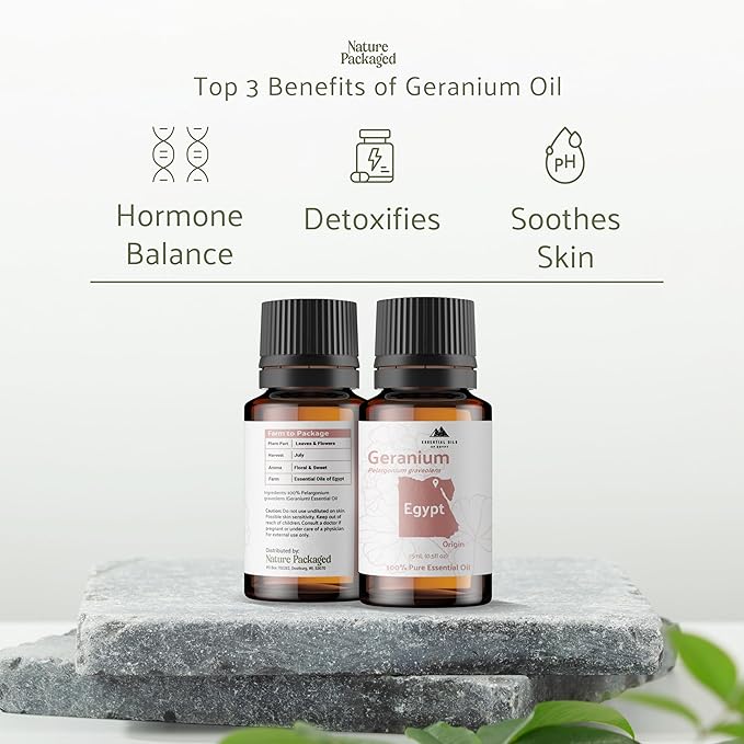Geranium Essential Oil - Direct from Egypt Nile Delta - Pure Essential Oils for Body, Skincare & Balance - Natural Aceite de Geranio - 100% Pure Therapeutic Grade (15ml)
